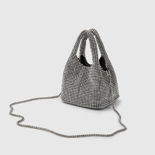 Full Diamond Bag for Women 2024 Summer Korean Style Dinner Handbag Temperament Versatile Vegetable Basket Wrist Crossbody Bag