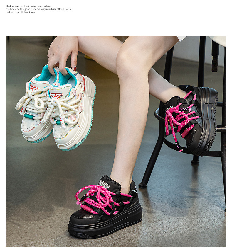 Damen Skateboard Sneaker Bunte Freizeitschuhe Mit Plateau_voghion.com