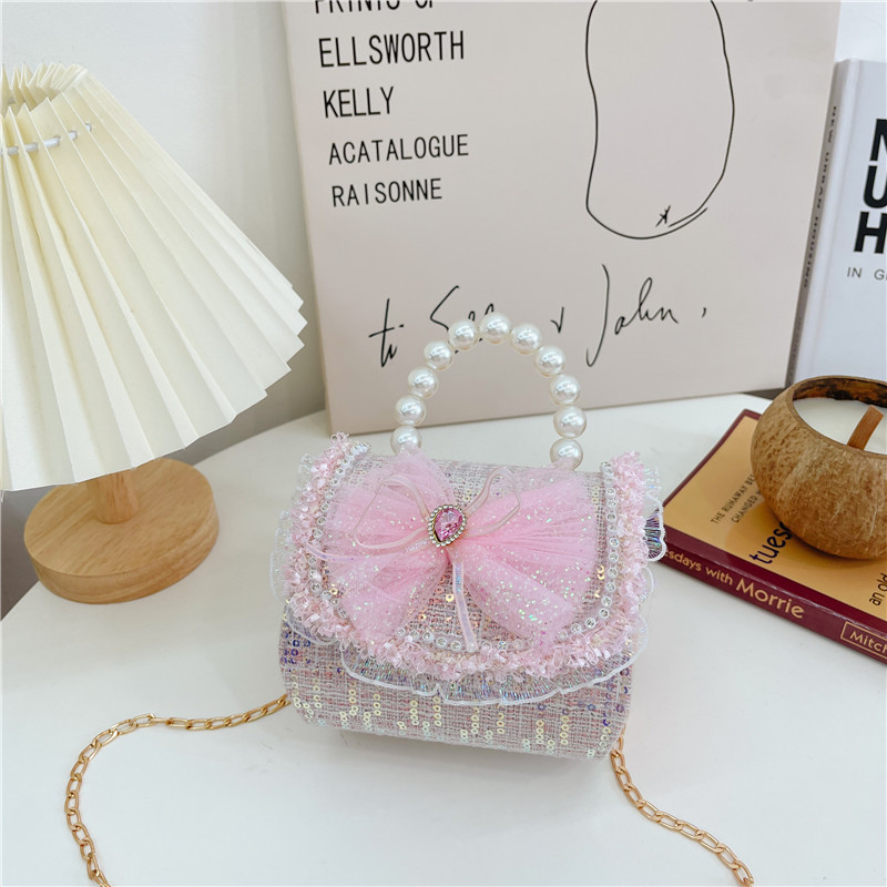 Bolso de crossbody de las muchachas del estilo de Chanel bolso de La Perla princesa de la manera del bolso de hombro de la cadena de los niños bolsa de accesorios