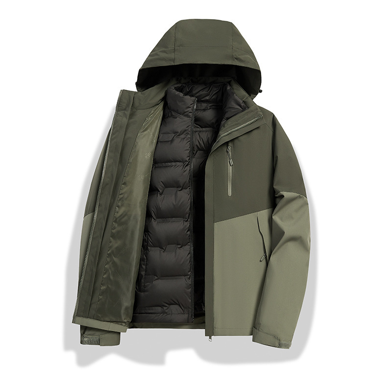Autumn and Winter New Removable Liner Down Outdoor Windproof Waterproof Mountaineering Suit Couple's Three-in-One Rushtop Clothes for Men and Women Autumn and Winter New Removable Liner Down Outdoor Windproof Waterproof Mountaineering Suit Couple's Three-in-One Rushtop Clothes for Men and Women