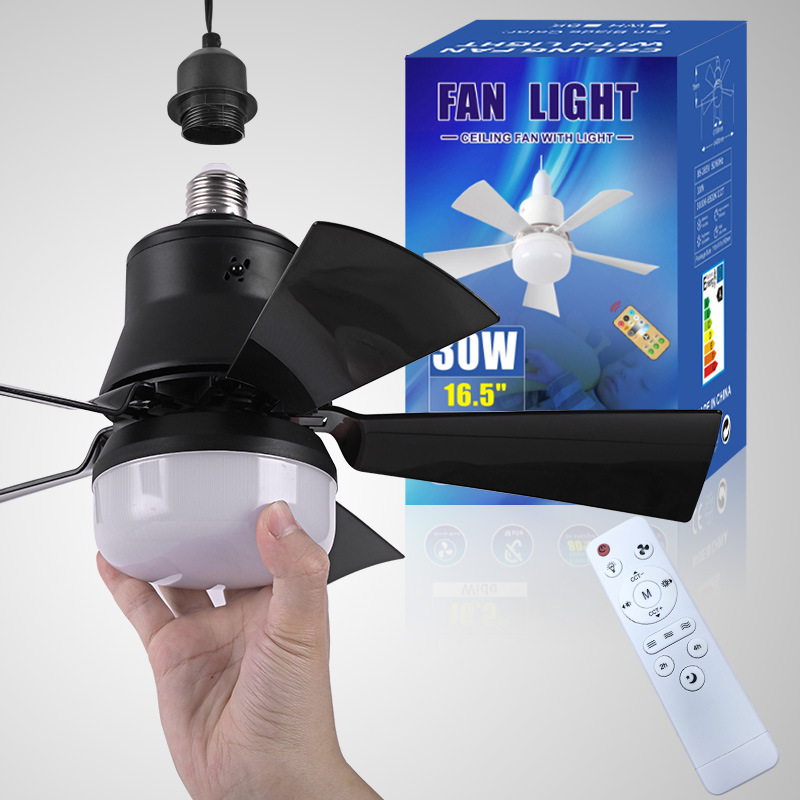 Ventilador de Techo con Luz E27 de ABS Silencioso para Comedor y Dormitorio