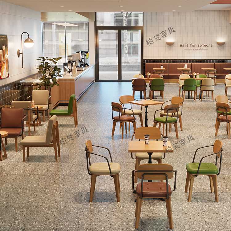 Guión para matar café casual sofá tarjeta asiento negociación postres comerciales leche té horneería combinación de mesas y sillas de madera maciza