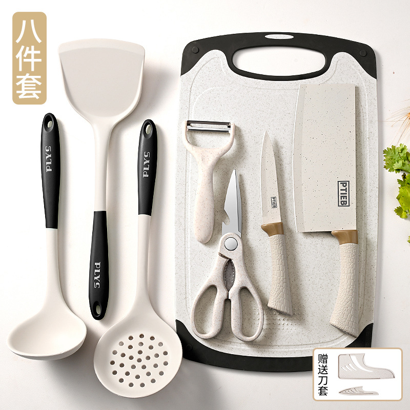 Cuchillo de acero inoxidable traje de cocina conjunto completo cuchillo de cocina tabla de cortar de silicona utensilios de cocina hogar cuchillo conjunto completo cuchillo entrega al por mayor