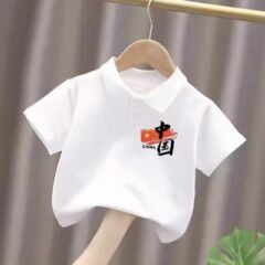 十一国庆儿童纯棉短袖T恤男女童中国风演出服夏季宝宝Polo上衣服