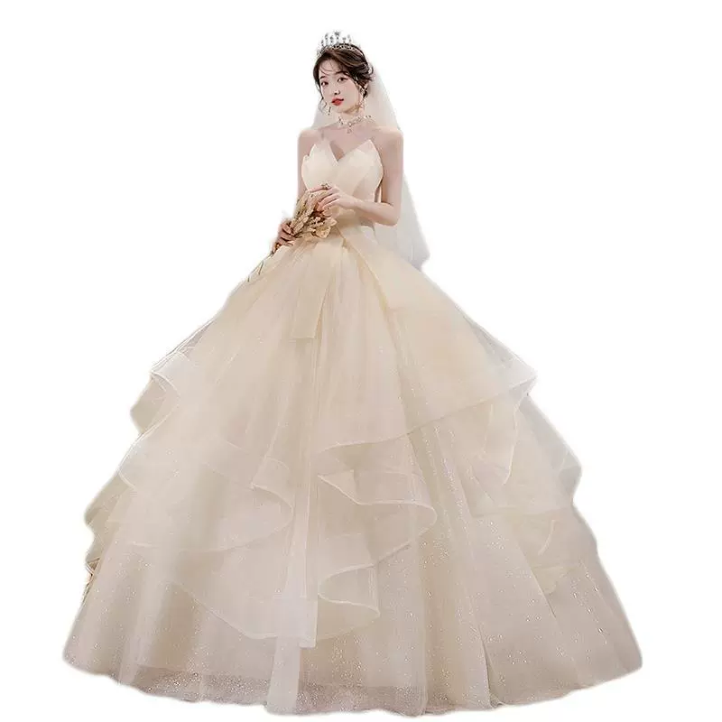 Wedding dress, bra top for princess, tutu skirt, champagne color