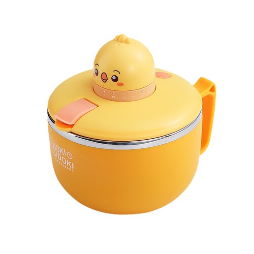 304 stainless steel timer instant noodle bowl student dorm large round instant noodle cup with lid portable adult lunch box