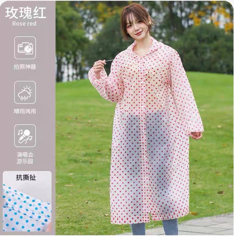 厚みのある水玉模様のレインコート、旅行に便利なレインコート、個別包装された非使い捨てEVAドットレインコート卸売|undefined