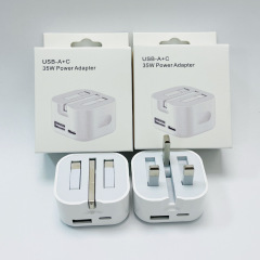 35WA+C 英国標準充電器デュアルポート高速充電ヘッド Apple Android 携帯電話 USB + PD 高速充電充電ヘッドに適しています