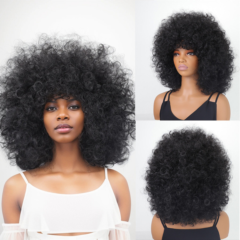 Cross-border wig European and American women's explosive head African small curly hair chemical fiber headgear Afro Curly Wig Cross-border wig European and American women's explosive head African small curly hair chemical fiber headgear Afro Curly Wig