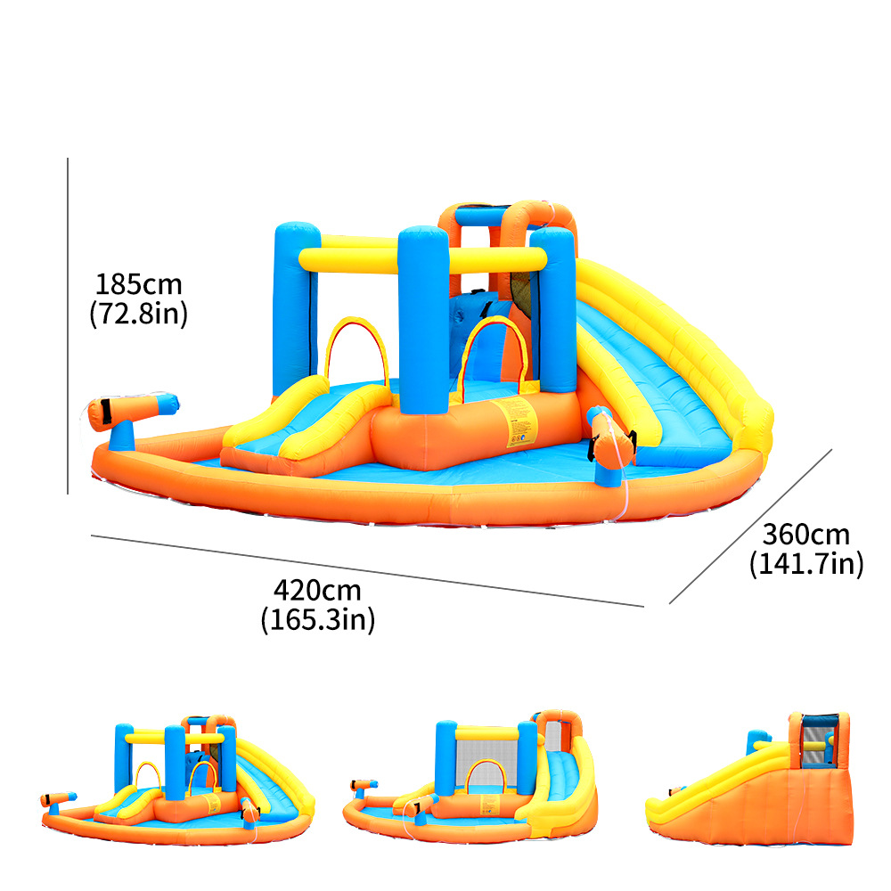 Dr. Pig inflatable castillo pequeño hogar chorro de agua inflatable tobogan trampolín al aire libre parque acuático infantil castillo antideslizante