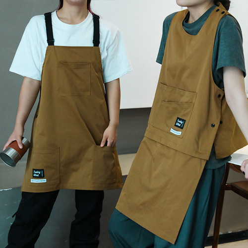 Workwear Apron Anti-stain Anti-oil Detachable Kitchen Dining Coffee Barber Shop Uniforms for Men and Women