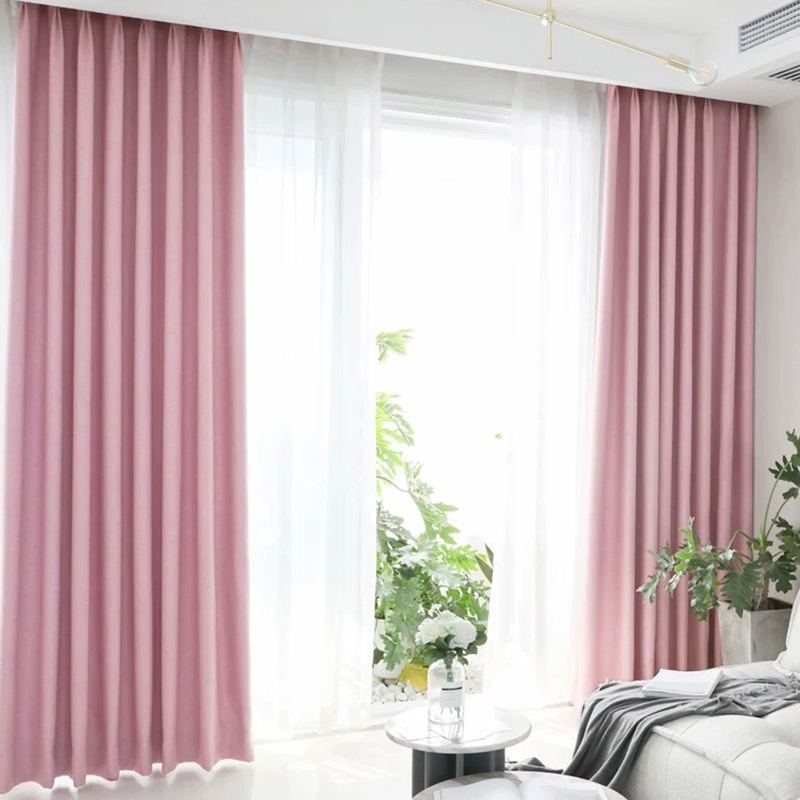 Modern Simple Light Luxury Shading Insulation Finished Living Room Solid Color High-end Atmospheric Stitching New Bedroom Curtain Cross-border