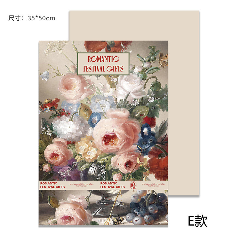 Papel de embalaje de pintura al óleo Xi Meng jardín ramo de flores papel de embalaje de flores de alto nivel materiales de flores Kraft materiales de flores al por mayor