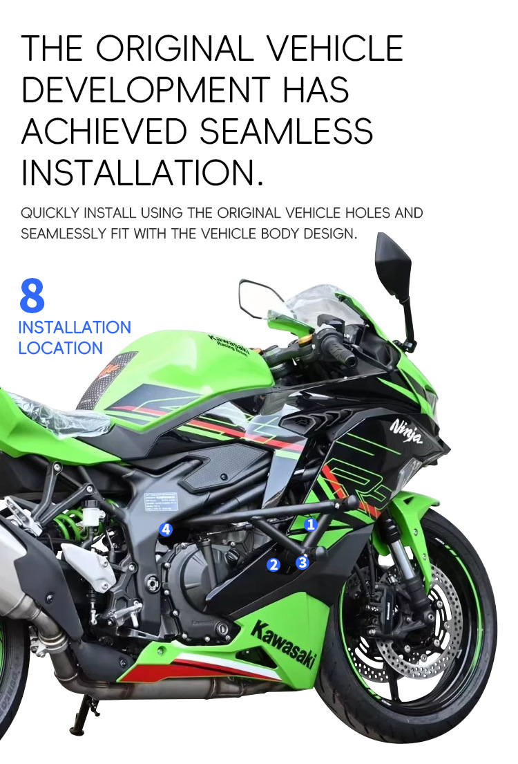 Suitable for Kawasaki Ninja 400 crash bars, anti-fall protection springs, racing bars, ninja anti-collision stunt bars, modification accessories