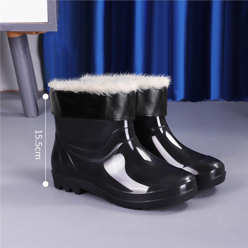 Comercio exterior de alto tubo de protección laboral para hombres zapatos de lluvia gruesos zapatos de lluvia impermeables al aire libre anti-deslizante extra alto calentamiento de lana zapatos de agua