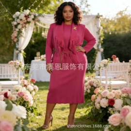 大码连衣裙;连衣裙;时尚休闲套装