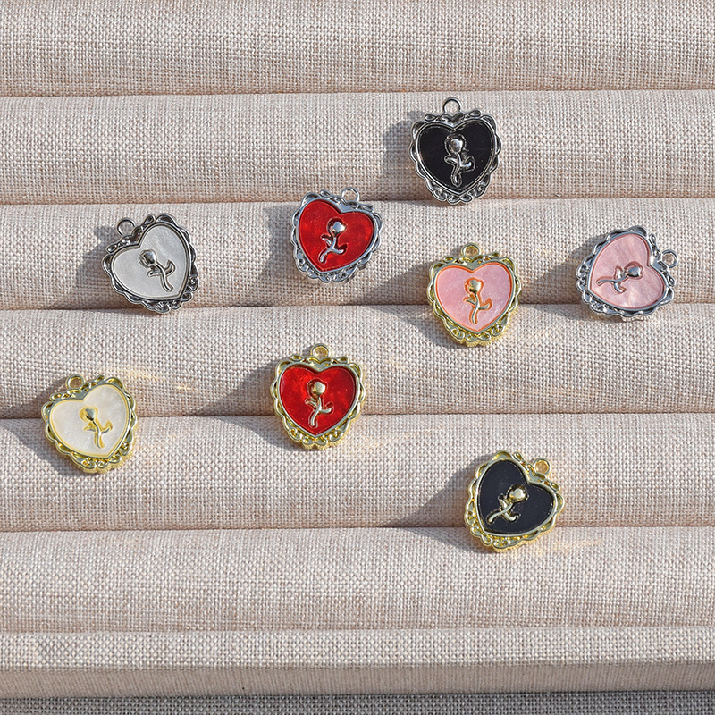 20g Weight Pendant Jewelry Making Type Charms Classification 10 PCS/Package Quantity Alloy Material Heart Shape Pattern All Seasons Season Polished Finish Plating Design Sweet Style 10 PCS/Package Alloy Heart Shape Polished Pendant Charms 11