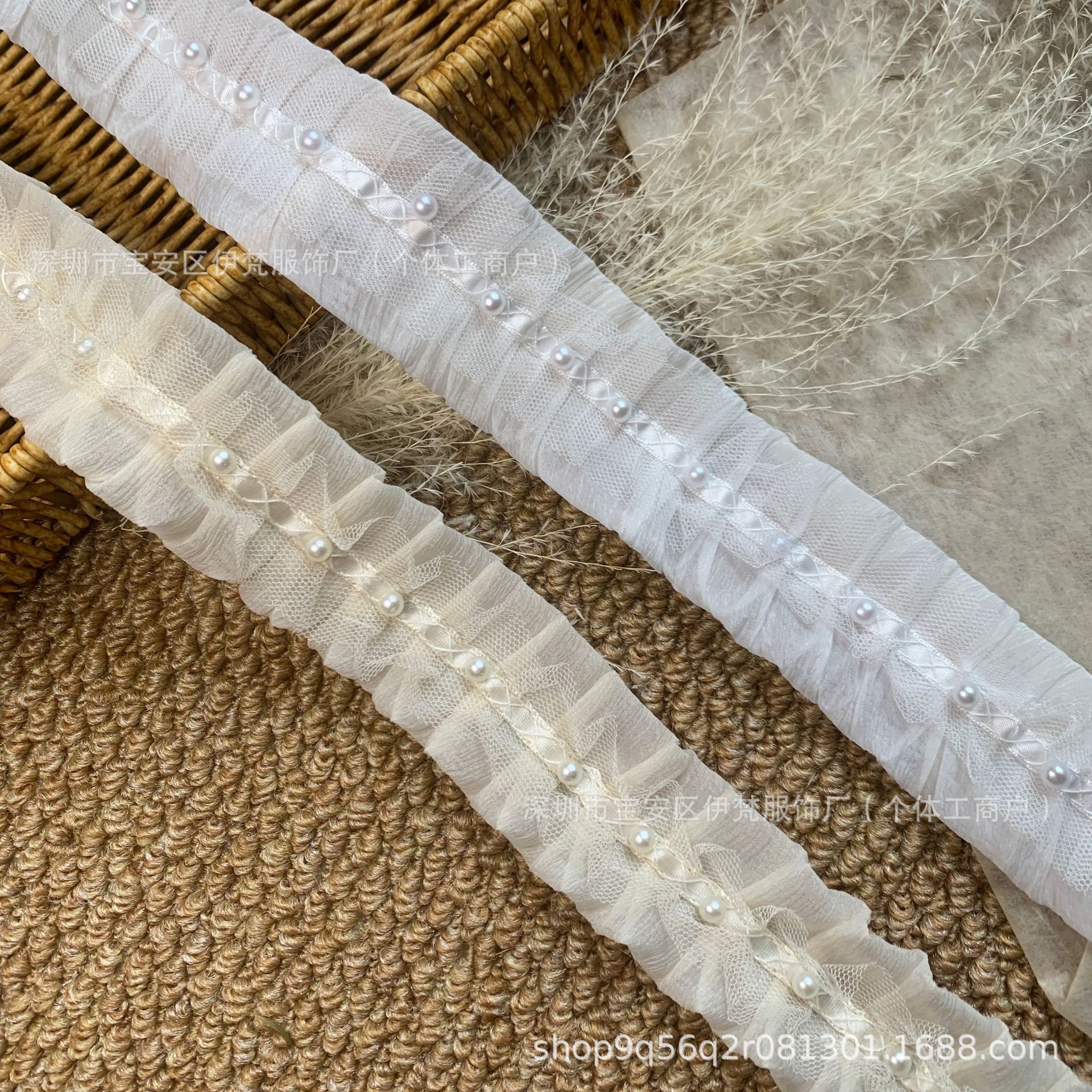 공장 스팟 진주 주름 레이스 부드러운 거즈 아기 드레스 스커트 커프 의류 액세서리 diy 수제 재료