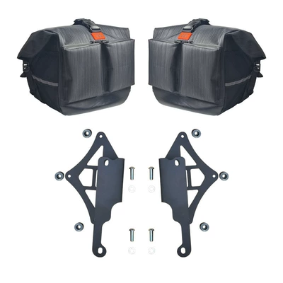 Motorcycle bumper | accessories - vertical-grain-oversized-canvas-double-bag-1-pair-mounting-bracket-1-pair