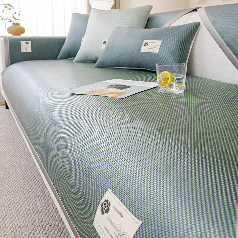 Nuevo cojín de sofá de seda de hielo, cojín fresco de verano de lujo ligero, cubierta de sofá de cuero antideslizante, cubierta de tela, cojín de alfombra de ratán de hielo fresco