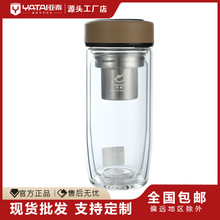 厂家直供双层玻璃杯logo礼品杯高档水晶茶杯高硼硅广告水杯子