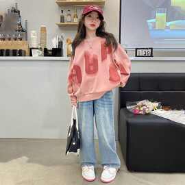 女童卫衣春秋款百搭新款洋气儿童秋装长袖女孩宽松圆领显瘦套头衫