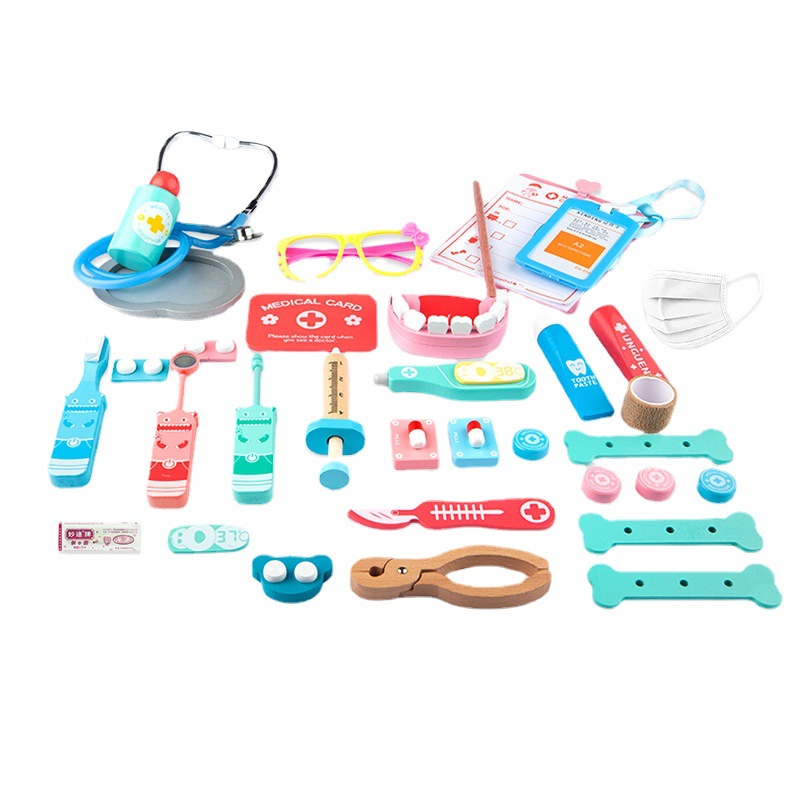 Juego de juguetes médicos para juegos de casas para niños personalizados, pequeños médicos, enfermeras, niños, niñas, estetoscopios, juguetes de inyección
