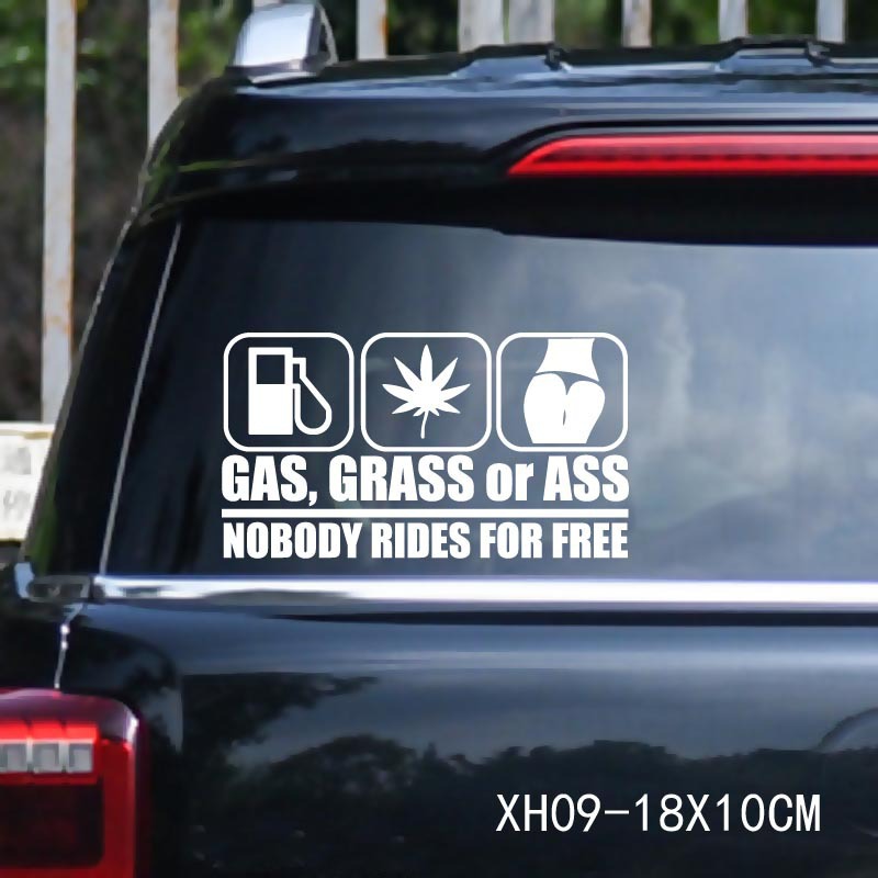 Comercio exterior gas hierba o culo nadie monta para Pegatinas de coche gratis image 1