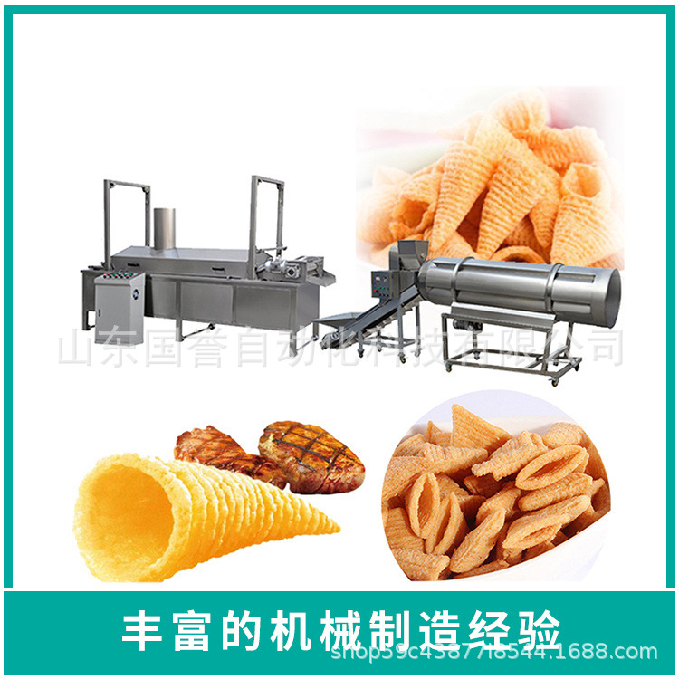 全自动夹心米果膨化机休闲食品生产线设备油炸食品