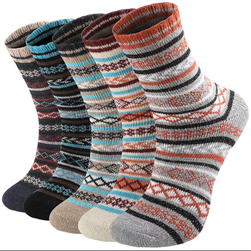 Men's Warm Wool Socks Winter Crew Thick Thick Warm Socks Thick Socks Ethnic Style Amazon