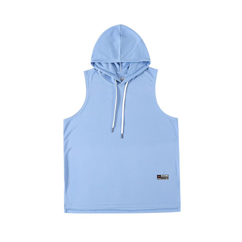 Verano con capucha Chaleco de los hombres al aire libre baloncesto deportes camiseta sin mangas ropa de fitness chaleco suelto camiseta sin mangas de los hombres