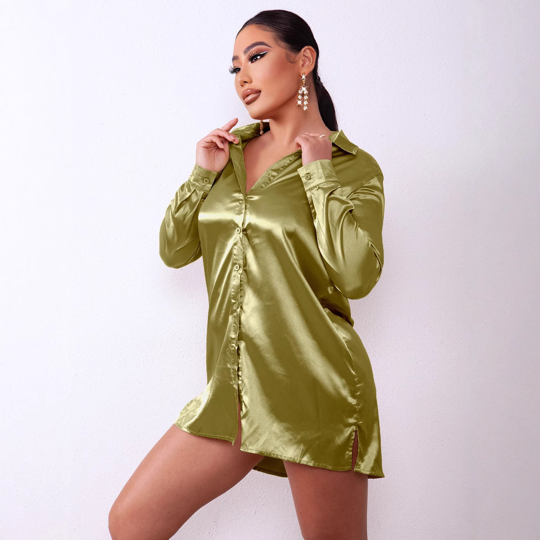 2025 primavera y verano Europa y América Estación independiente de Amazon ins Sexy Slim One-Hombro Camisa larga de mujer de estilo europeo y americano