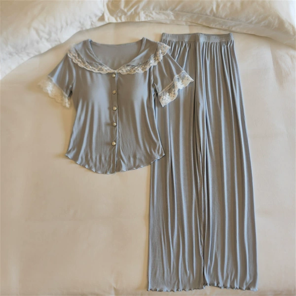 33029.3# milk blue (fixed chest pad) short sleeves + long trousers