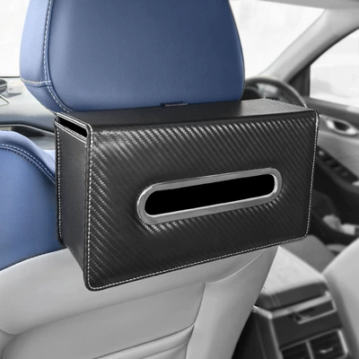 Car Tissue Box, Car Tissue Dispenser, In-Car Tissue Holder, Seat Back Hanging Tissue Box, Car Tissue Holder Accessories (Car tissue box/set) - b1-tissue-box-carbon-fiber-pattern