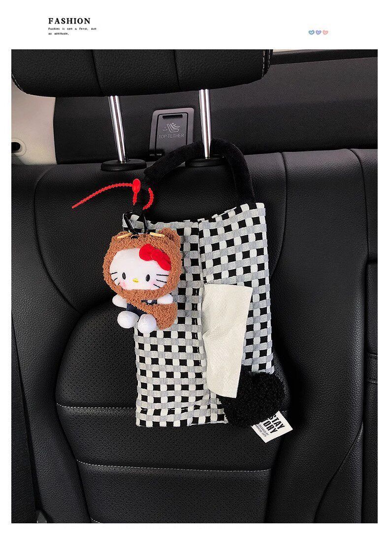 Car Tissue Box, Cute Kt Cat Tissue Box, Car Tissue Hanging Bag, In-Car Tissue Box, Gift for Girls, High-End Feel