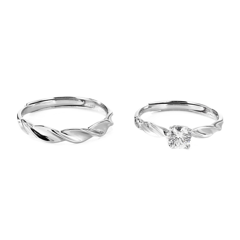 Mobius ring couple ring men and women a pair of rings Korean version of simple student zircon open ring light luxury gift_voghion.com