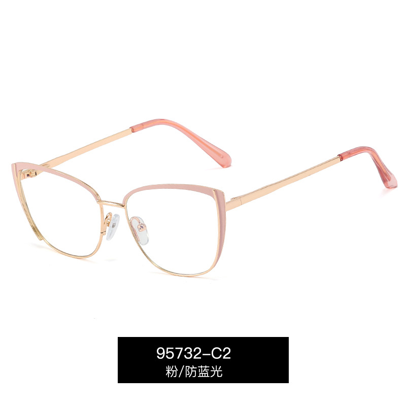95732 nuevo anti-Luz Azul gafas lisas gafas de las mujeres puede ser equipado con miopía gafas ópticas Gafas de metal marco al por mayor