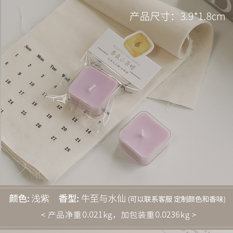 Velas cuadradas aromáticas sensación de atmósfera creativa regalo de mano cera de té de color al por mayor 4 horas de cera de estilo de perfume