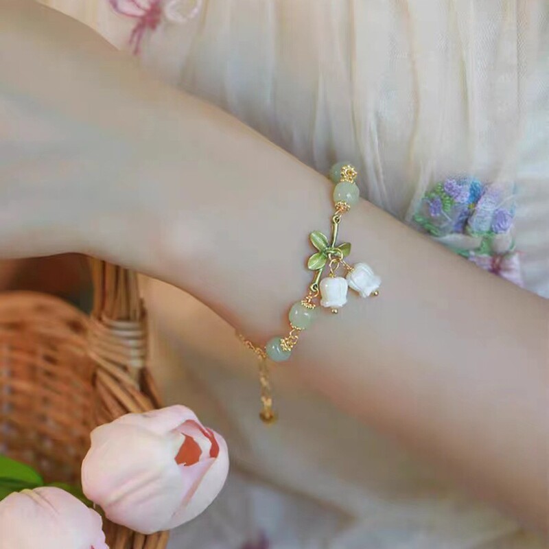New Chinoiserie Lily of the Valley Flower Bracelet Female Niche Design Ins Versatile Simple Small Fresh Sweet Girlfriend Student Gift