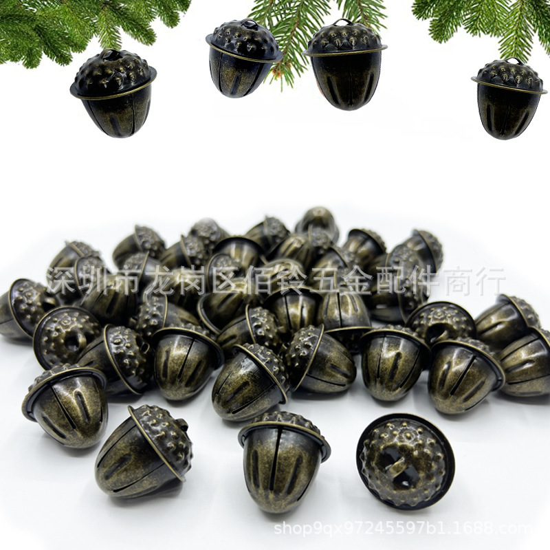 Christmas bell pendant pine cone wind chime vintage jingle pendant holiday outdoor decoration diy bell pet bell