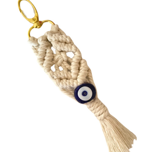 Bohemian hand-woven cotton tassel pendant devil's eye keychain cross-border foreign trade supply