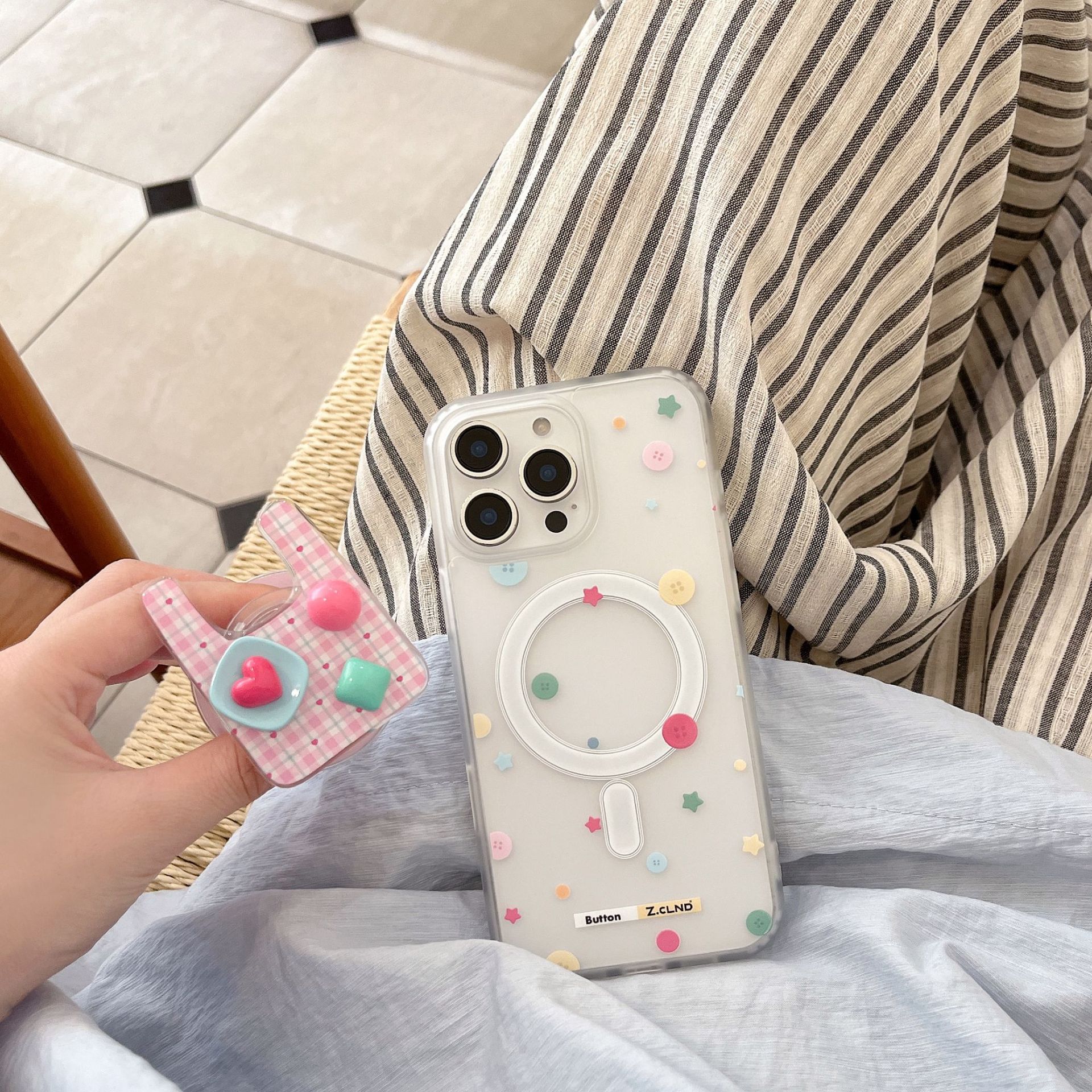 Botón estrella de dopamina de verano para iPhone16 Apple 15ProMax funda para teléfono móvil 14PM magnético 16PM