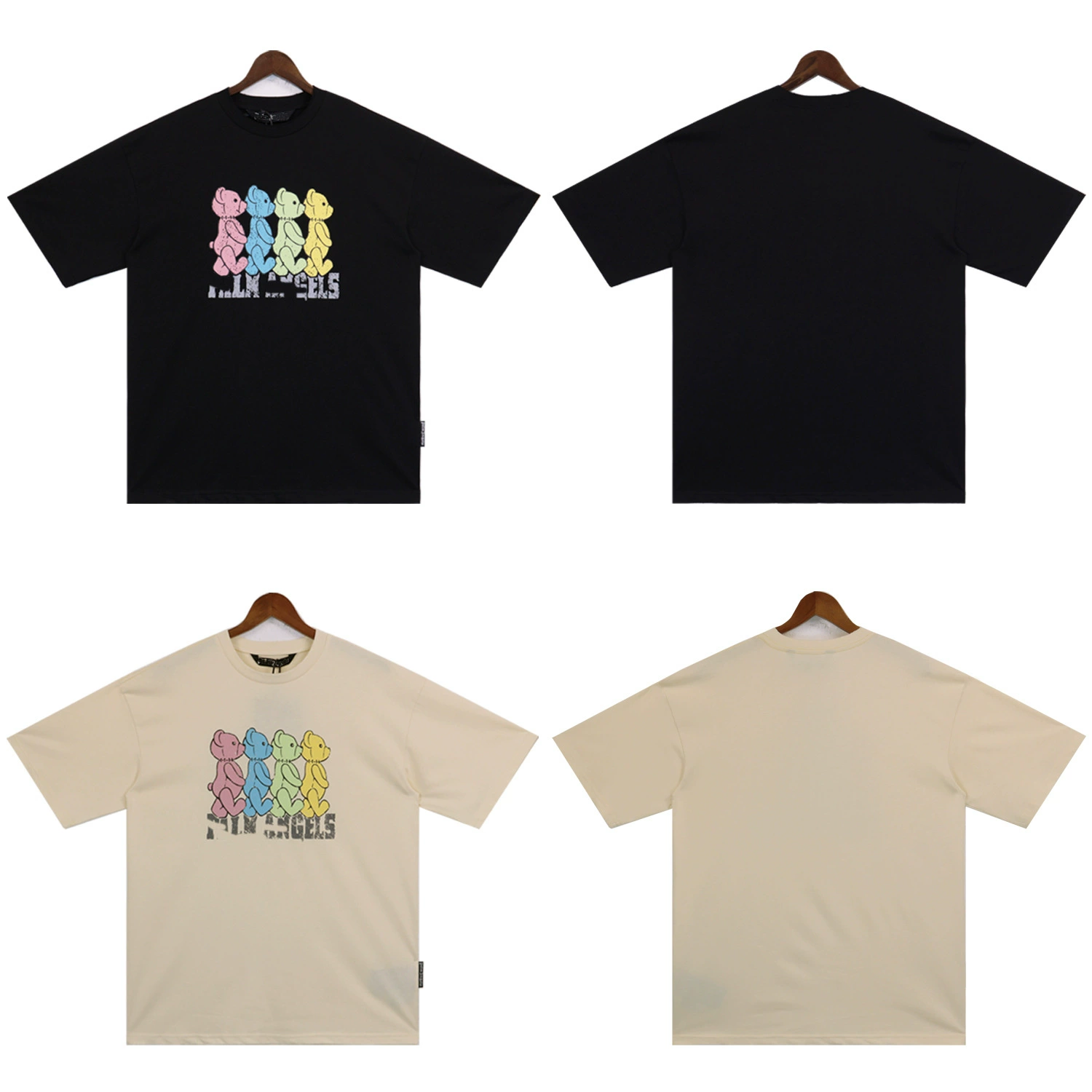 PA25S Летняя новая модная футболка цветной медвежонок с принтом алфавита для мужчин свободный круглый вырез случайный короткий рукав