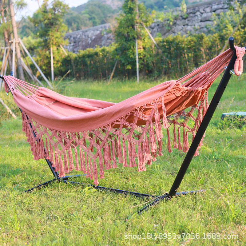 제조 업체 도매 ins tassel hammock 더블 캔버스 해먹 스윙 소품 야외 해먹 실내 캠핑 교수형 의자