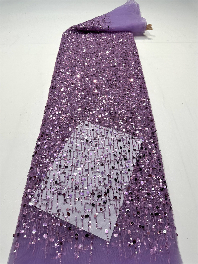 Fábrica al por mayor sequinilla bordada perlas tubo bordado tela de moda rendimiento de escenario ropa de vestir de alta calidad tela