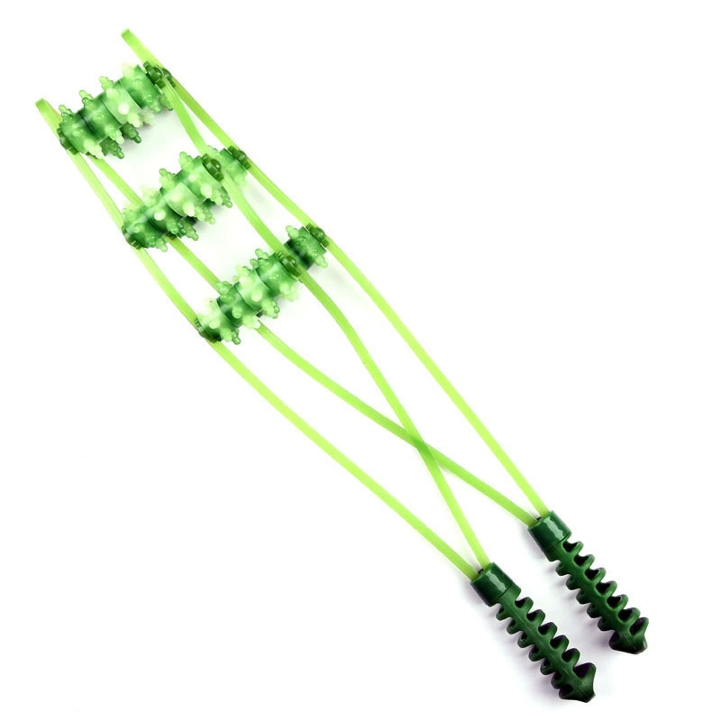 Back massage roller bar, 50 cm, multi-wheel 2–6 rows, green/yellow/blue