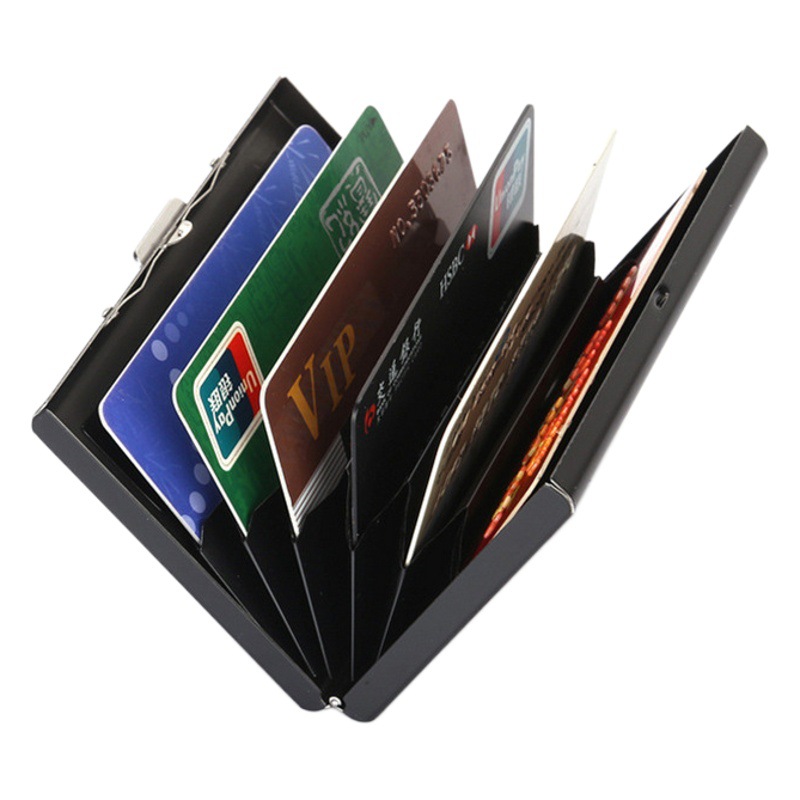 Simple metal stainless steel card holder card box anti-theft card holder business card book Spring New Chanel style certificate bag
