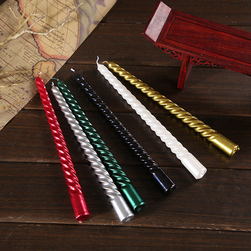 High-quality electroplated colorful European-style threaded long-pole candles for Christmas, wedding, birthday and Chinese Valentine's Day romantic taste