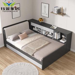 Bookcase Bed Integrated Wall Bed for Boys Single Bed 1.2 m Household Box Multifunctional Children's Bed Primary School European Style