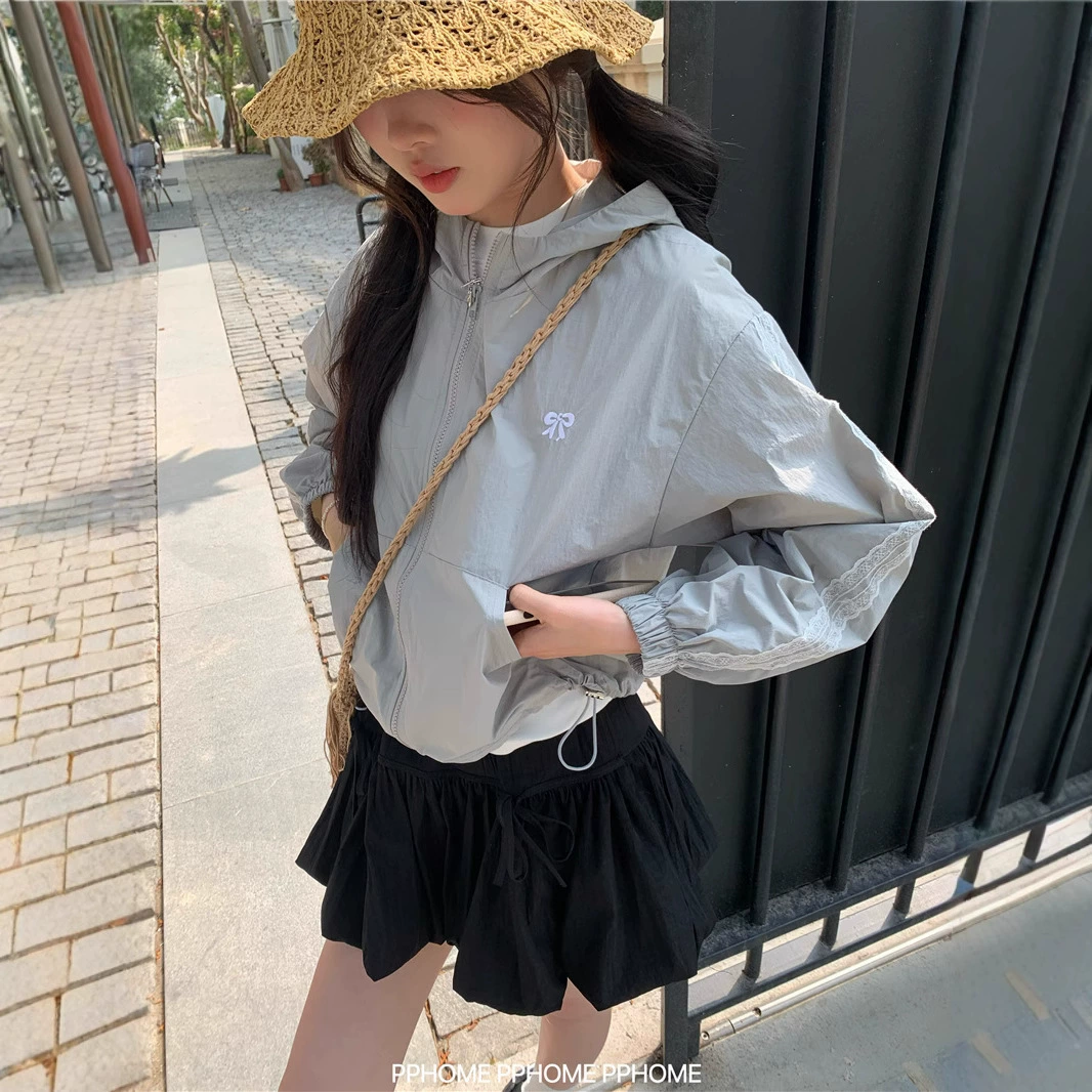 PPHOME домашняя ~ балетная солнцезащитная одежда с капюшоном, солнцезащитная куртка, весенне-летняя кружевная свободная кардиган для девочек для женщин